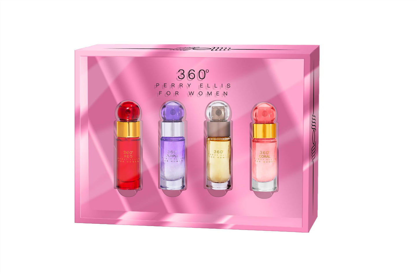 Perry Ellis 360° Women's Mini Gift Set - 360° Women, 360° Coral, 360° Purple, 360° Red (4-pack of .25 fl oz EDP mini travel sprays) - fresh, fruity, Beauty & Personal Care Perry Ellis