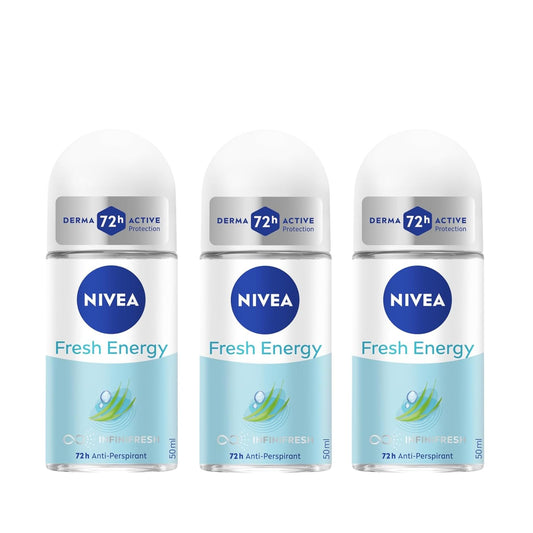 NIVEA Energy Fresh Roll-On Anti-Perspirant Deodorant 50ml - Long-Lasting 72H Odor Protection - Lemongrass Scent - Refreshing Skin Care for All-Day Beauty and Personal Care NIVEA