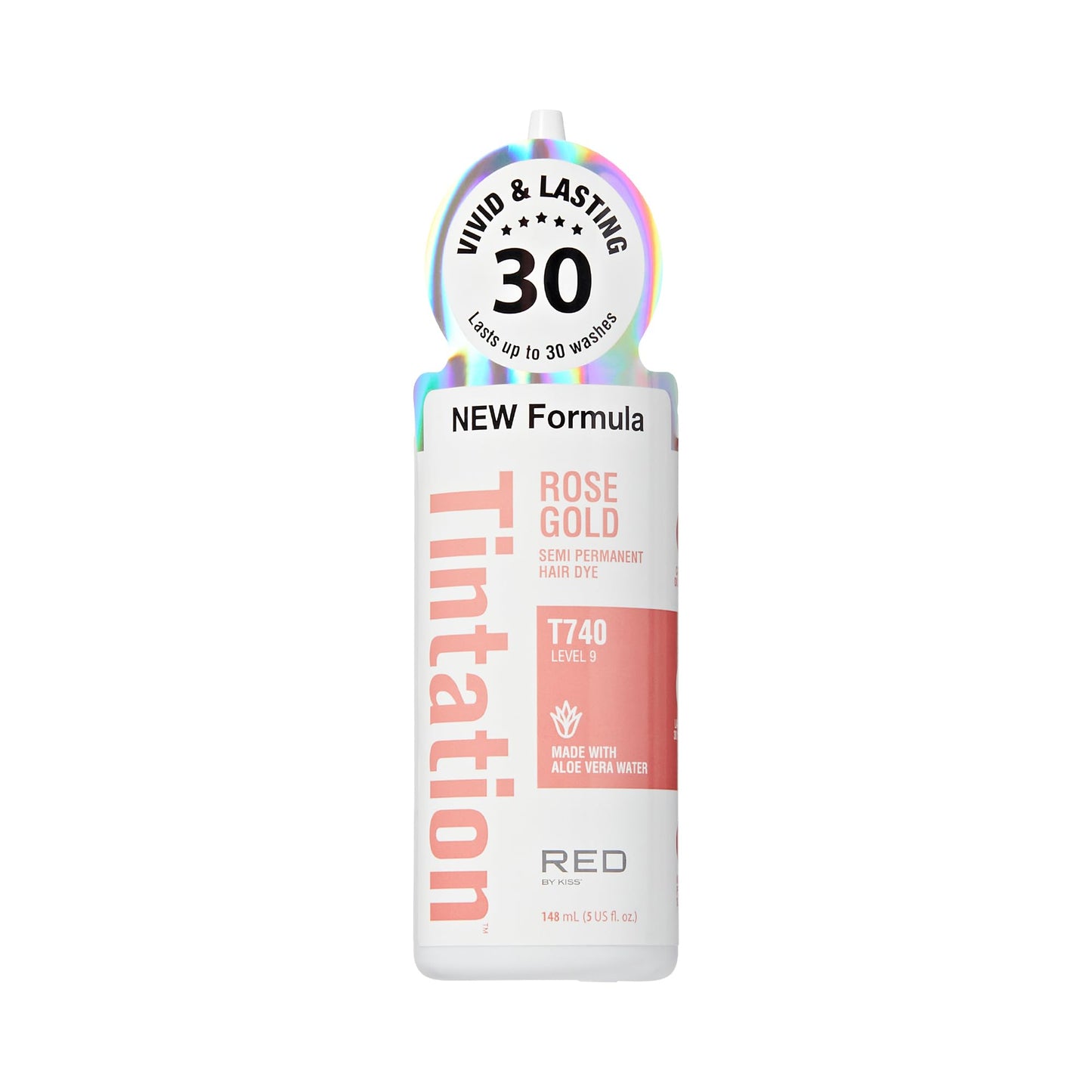 Red by Kiss Tintation Semi-Permanent Hair Color, Aloe Vera Water Based, Argan Oil, Olive Oil, Collagen & Keratin, Long-Lasting Color Dye (Rose Gold, 5 Beauty & Personal Care Red By Kiss