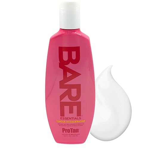 Pro Tan BARE Essentials Tingle Accelerator Tanning Lotion 8.5 fl oz - Vegan DHA, Bakuchiol, Aloe, Coconut Oil, Jojoba & Vitamins B C E - Indoor Beauty & Personal Care Pro Tan