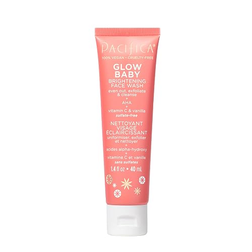 Pacifica Mini Glow Baby Brightening Facial Cleanser 1.4 oz - Vitamin C & Glycolic Acid (AHA) Face Wash- Daily Cleanser for Anti-Aging Exfoliating Beauty & Personal Care Pacifica