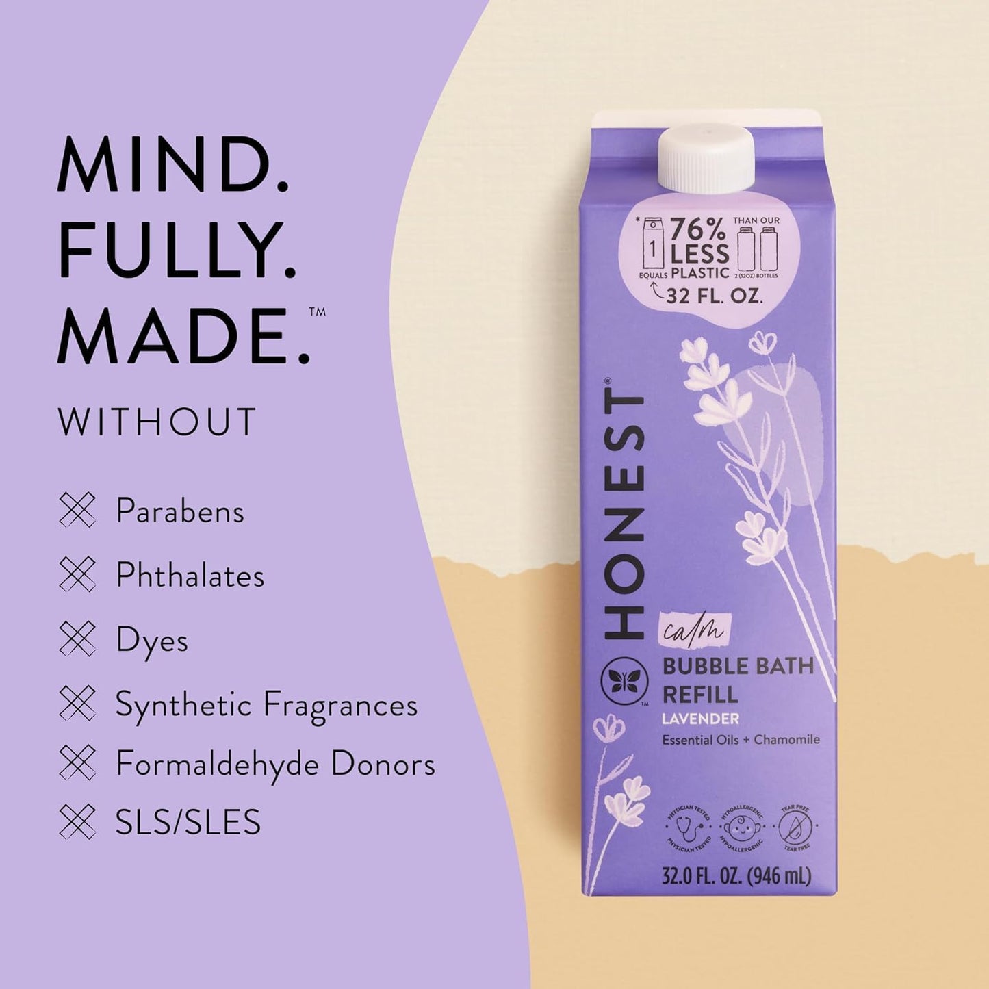 The Honest Company Foaming Bubble Bath Refill, Lavender Calm Scent, Tear-Free, Hypoallergenic, Naturally Derived, Gentle for Baby, 32 fl oz Beauty & Personal Care The Honest Company