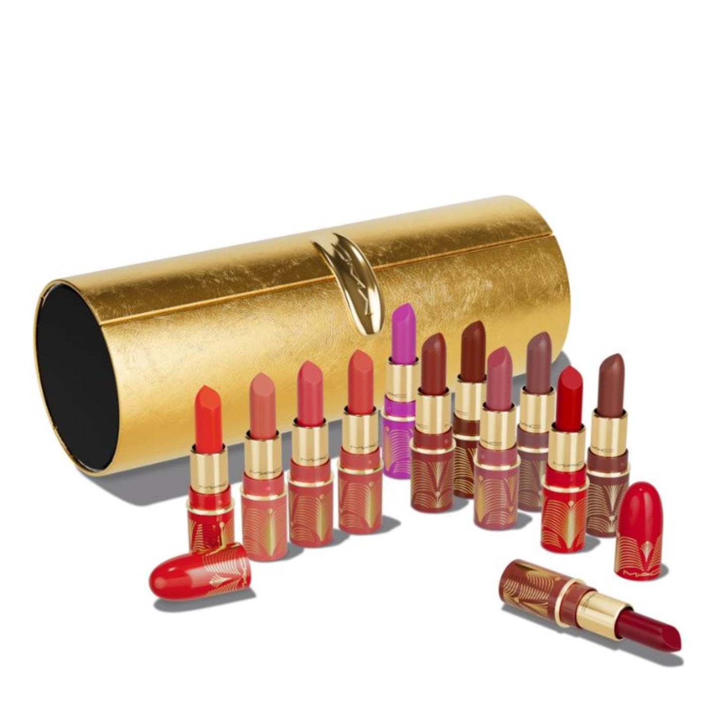 MAC Cosmetics Limited Edition Golden Girls Miniature Lustreglass Lipstick Vault x 12 - Vault and 12 Mini Lipsticks - Travel Size Beauty & Personal Care MAC