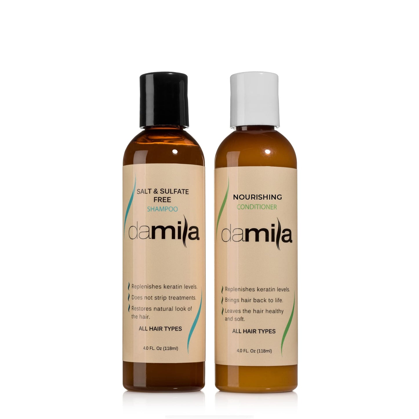 Damila Salt & Sulfate Free Shampoo & Conditioner for Keratin and Color Treated Hair - Professional Keratin Value Pack for Damaged, Frizzy, Curly, Dry Beauty & Personal Care damila