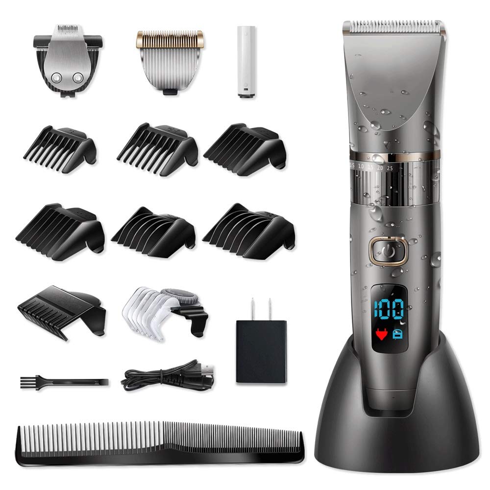 ZUIAI Professional Hair Clipper Waterproof Hair Clipper Men's Beauty Set Ceramic Blade Male LED Display Hairdressing Machine Beauty and Personal Care ZUIAI