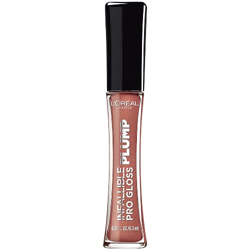 L'Oreal Paris Infallible Pro Gloss Plump Lip Gloss with Hyaluronic Acid, Long Lasting Plumping Shine, Lips Look Instantly Fuller and More Plump, Nude Beauty & Personal Care L'Oreal Paris