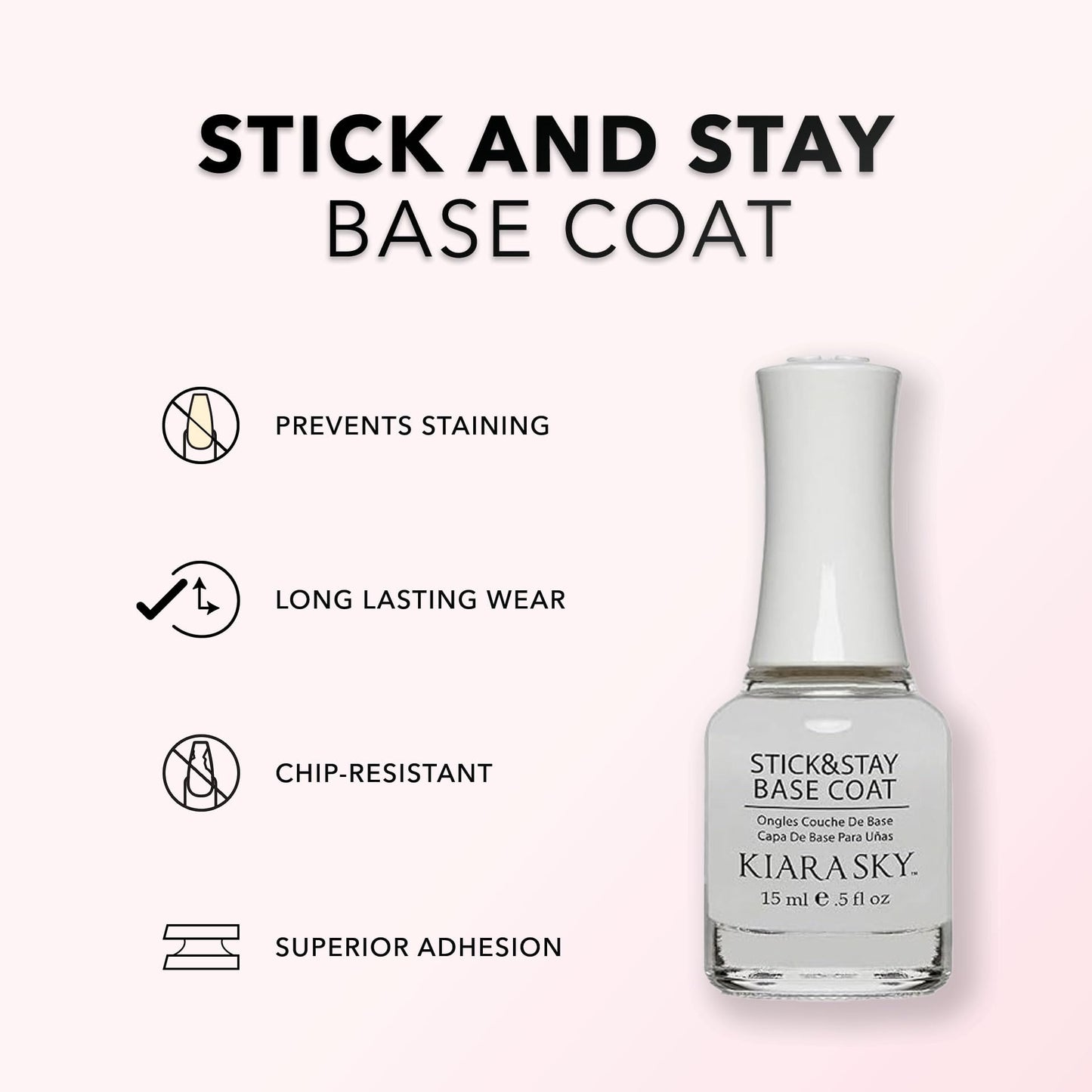 KIARA SKY Stick & Stay Base Coat & Long Lasting Top Coat 15ml 2 piece set Beauty & Personal Care KIARA SKY