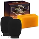 VALITIC 2 Pack Kojic Acid Vitamin C & Retinol Soap Bars for Dark Spot Bundle with 2 Black Exfoliating Gloves for Body Scrubs Beauty & Personal Care VALITIC