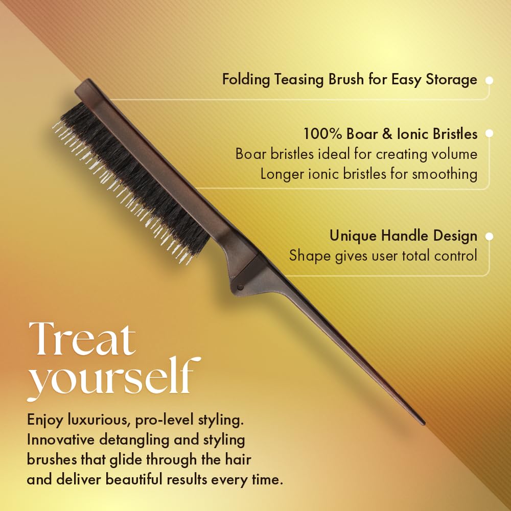 Olivia Garden Style-Up Teasing Foldable Hair Brush - 100% boar & ionic bristles STU-CO (Combo)… Beauty & Personal Care Olivia Garden