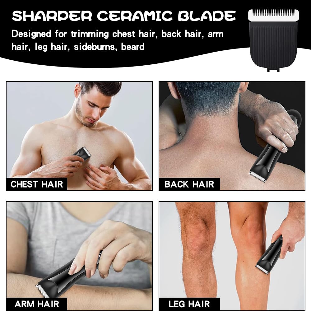 QDKVTNDJZ Body Hair Trimmer for Men, Pubic Groin for with Detachable Blade, Cordless Ball Shaver w/Light, Charging Dock, Waterproof Chest Arm Back Leg Beauty and Personal Care QDKVTNDJZ