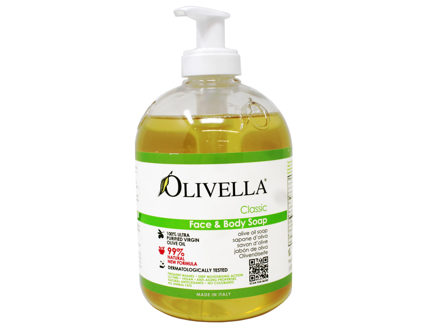 Olivella Classic Face and Body Soap with Ultra Purified Virgin Olive Oil, 16.9 Fl Oz - 6 Pack Beauty & Personal Care Olivella