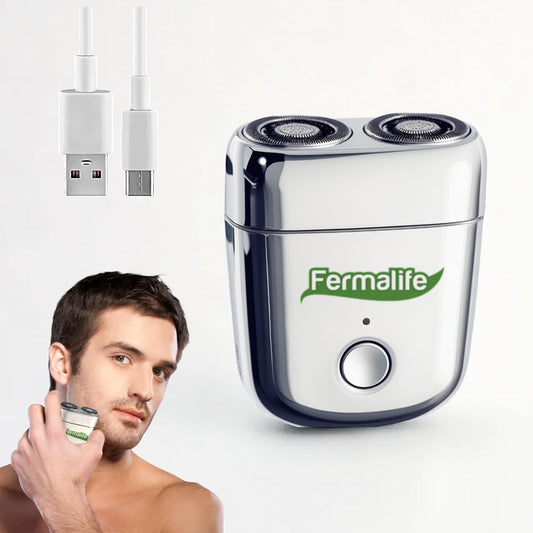 FERMALIFE Mini Electric Shaver, USB-C Rechargeable, Magnetic Dual Head Portable Shaver for Men, Waterproof Travel Razor, Quick Wet & Dry Shave, Easy Beauty and Personal Care FERMALIFE