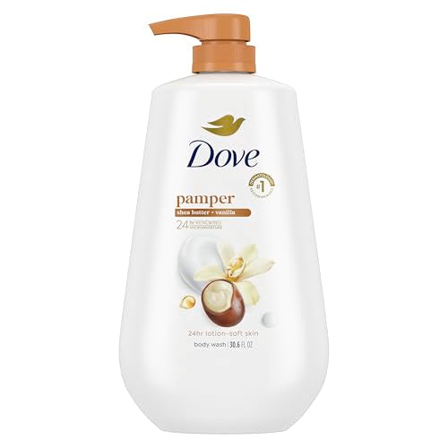 Dove Body Wash with Pump Pamper Shea Butter & Vanilla for 24hr Lotion-Soft Skin Moisturizing Skin Cleanser with No Sulfates No Parabens 30.6 oz Beauty & Personal Care Dove