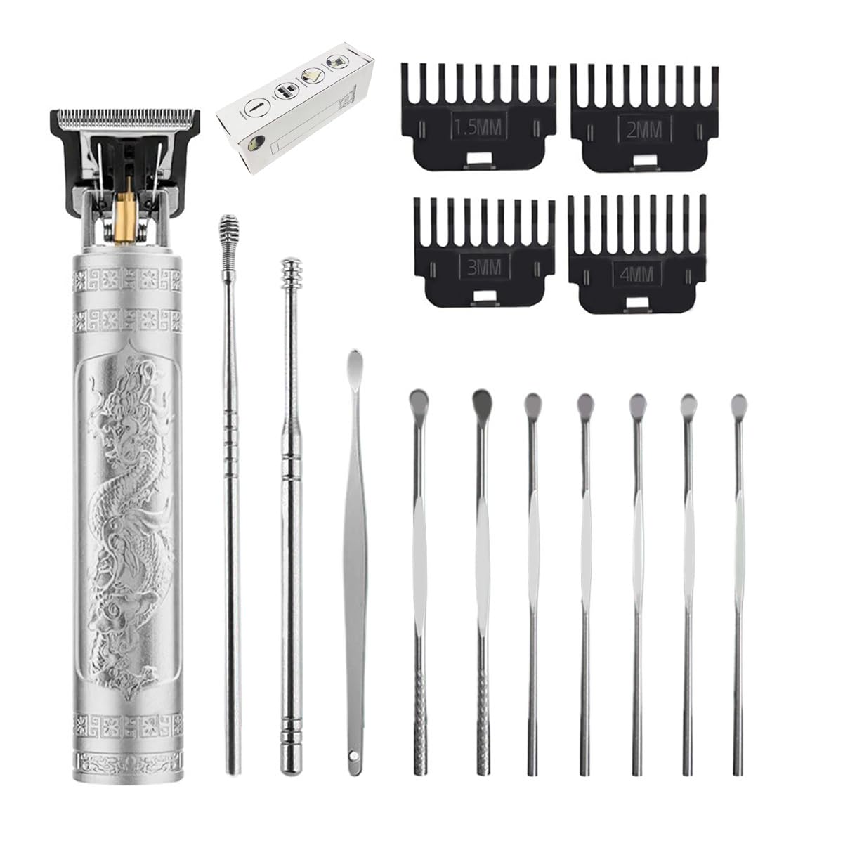 YIPINER Cordless Hair Clippers for Men, 5.7" Travel Small Classical Sculpting Styling Rechargeable Hair Remover With 10 Pieces Earpick (Silver) Beauty and Personal Care YIPINER
