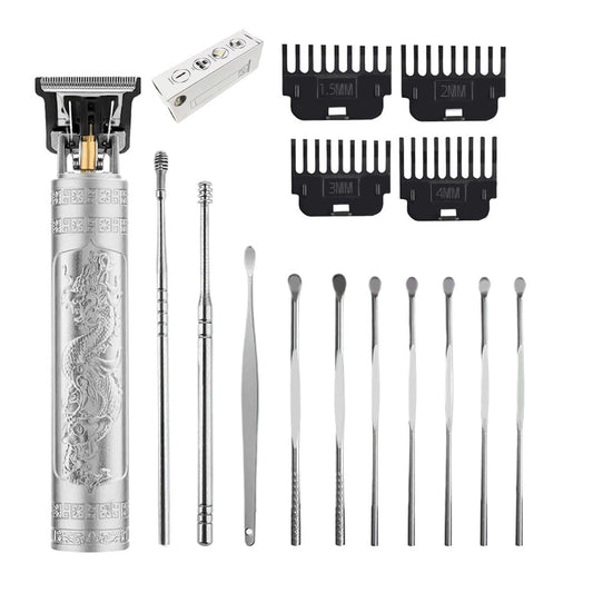 YIPINER Cordless Hair Clippers for Men, 5.7" Travel Small Classical Sculpting Styling Rechargeable Hair Remover With 10 Pieces Earpick (Silver) Beauty and Personal Care YIPINER