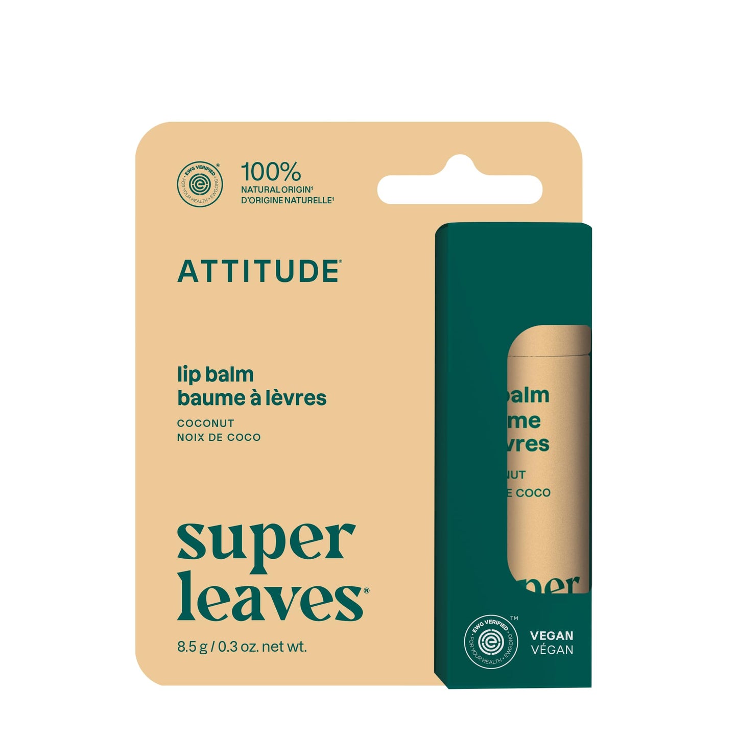 ATTITUDE Lip Balm, Natural Origin, Nourishes & Protects, Shea Butter, Coconut & Castor Oils, EWG Verified, For Dry Lips, Men and Women, Vegan Beauty and Personal Care BIO SPECTRA ATTITUDE