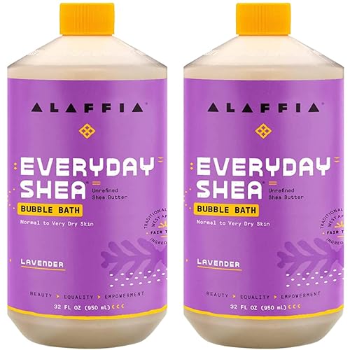 Alaffia Bubble Bath, Lavender 2-Pack - Long-Lasting Bubbles with Moisturizing Shea Butter, 32 Fl Oz Beauty & Personal Care Alaffia