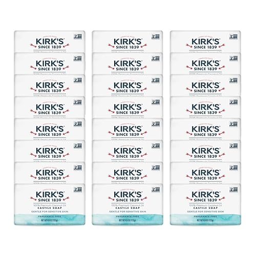 Kirk's Castile Bar Soap for Men, Women & Children - Made with Premium Coconut Oil, Sensitive Skin Formula, Vegan, Non GMO, Fragrance Free, 4 oz. Bars Beauty & Personal Care Kirk's
