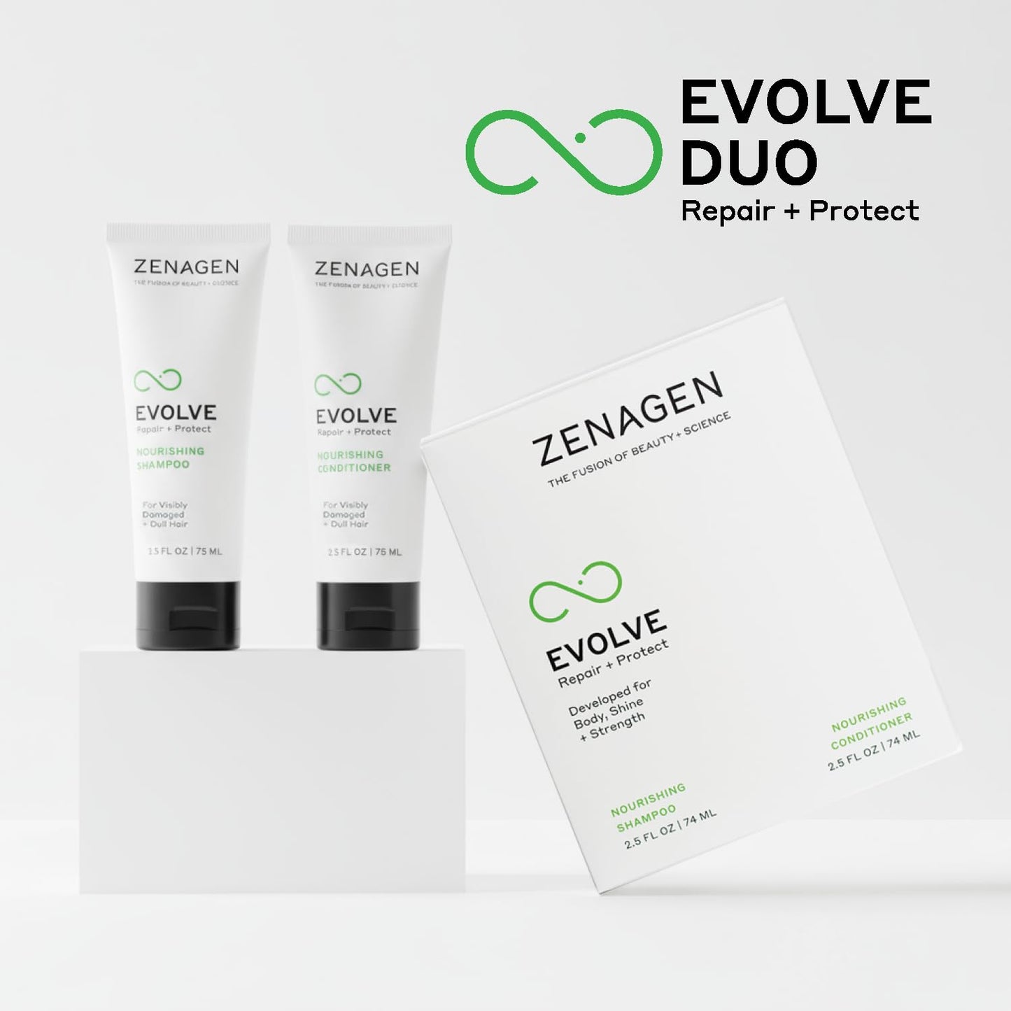 ZENAGEN Evolve Repair + Protect Travel Duo | Nourishing Shampoo + Conditioner, Repairs & Strengthens Damaged Hair, Promotes Thicker Fuller Growth Beauty & Personal Care Zenagen