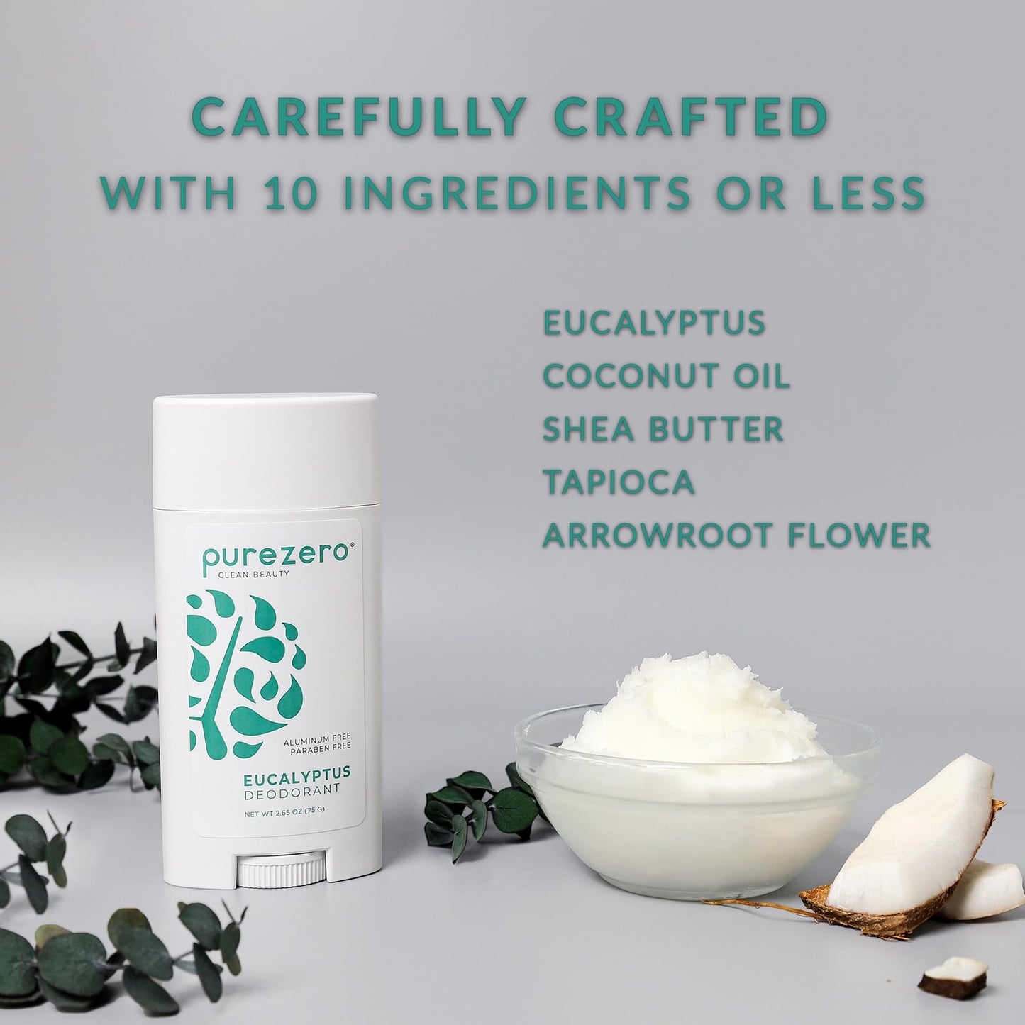 Purezero Deodorant - EUCALYPTUS - Aluminum & Paraben Free with Baking Soda and 24-Hour Odor Protection - For Women & Men - Infused with Shea Butter Beauty and Personal Care Purezero