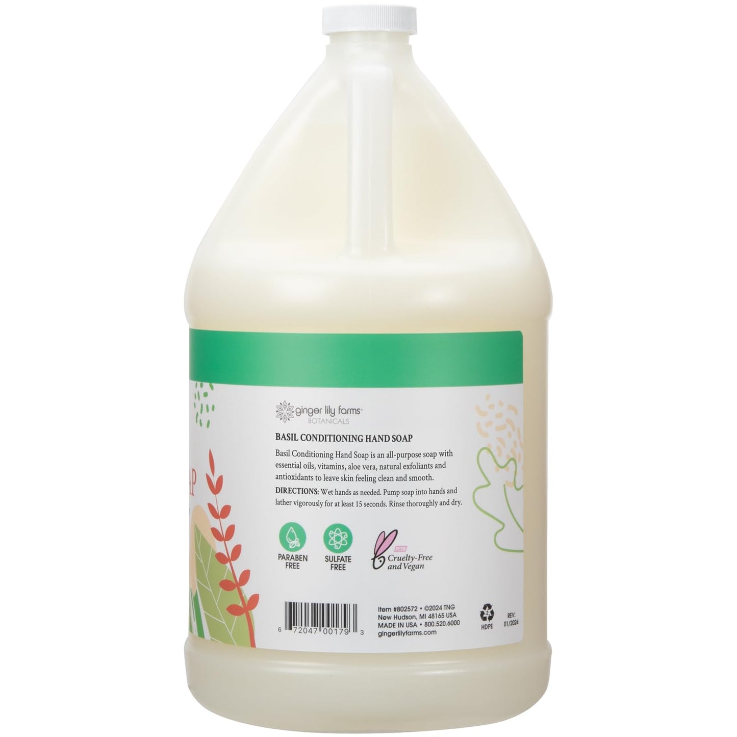 Ginger Lily Farms Botanicals Conditioning Liquid Hand Soap Refill, 100% Vegan & Cruelty-Free, Basil Scent, 1 Gallon (Pack of 4) Beauty & Personal Care Ginger Lily Farms