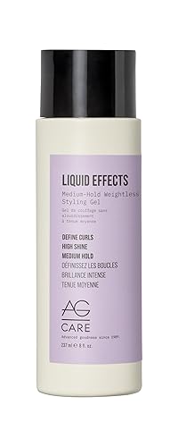 AG Care Liquid Effects Medium-Hold Weighless Styling Gel - Long-Lasting Hold, Shine & Humidity Resistance - Enhances Natural Curl, 8 Fl Oz Beauty & Personal Care AG Care