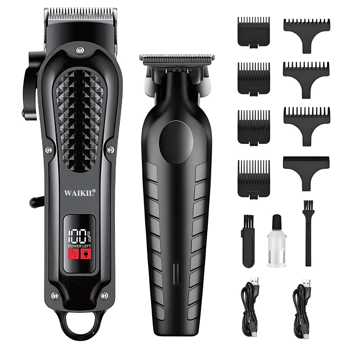WAIKIL Professional Hair Clippers for Men with T-Blade Trimmer, Cordless Barber Clippers Set, Rechargeable Grooming Kit with Guards, Beard Trimmer Beauty and Personal Care WAIKIL