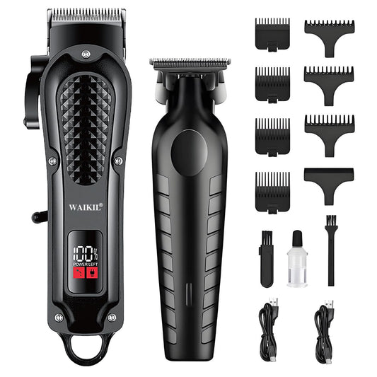 WAIKIL Professional Hair Clippers for Men with T-Blade Trimmer, Cordless Barber Clippers Set, Rechargeable Grooming Kit with Guards, Beard Trimmer Beauty and Personal Care WAIKIL
