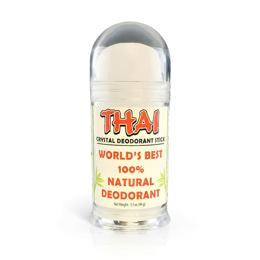 Thai Crystal Deodorant Stick - Natural Mineral Salt Potassium Alum Stone - Unscented, Aluminum Free, Hypoallergenic Deodorant for Women & Men - Thai Beauty and Personal Care Thai Deodorant Stone