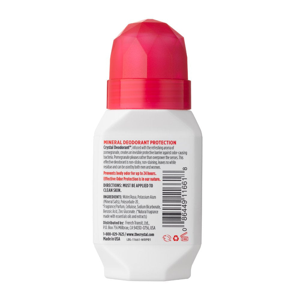 Crystal Mineral Deodorant Roll-On, Pomegranate, 2.25 fl oz (Pack of 12) Beauty and Personal Care Crystal Essence