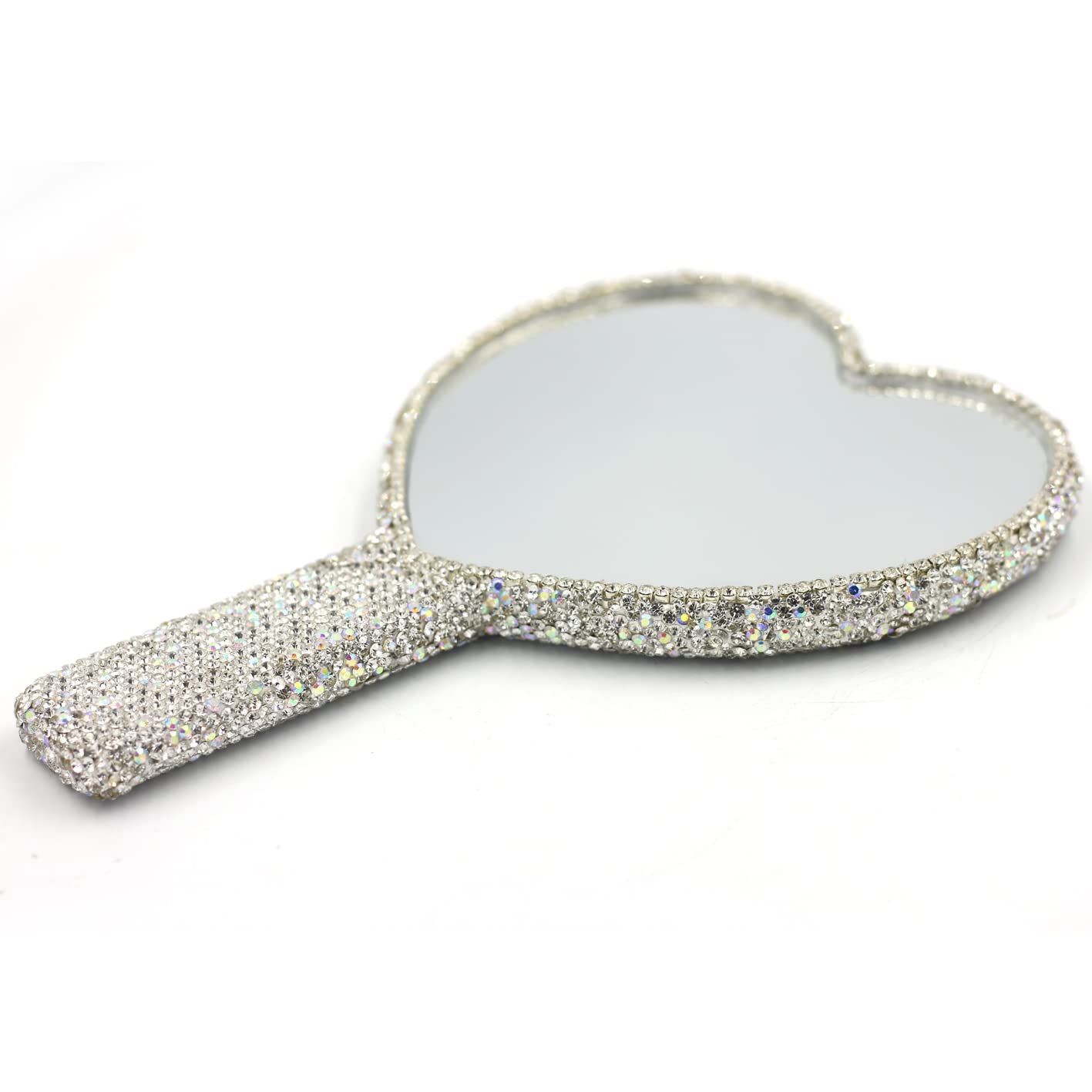 Bestbling Bling Rhinestone Heart Handheld Mirror - Portable & Dazzling Makeup Mirror for On-The-Go Touch-ups (Plastic White) Beauty & Personal Care Bestbling