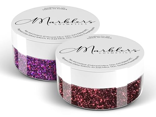 MARBLERS Twinkle Face & Body Glitter Duo [Sangria & Holo Magenta] 0.36oz (10g) | Non-Toxic | Cruelty-Free | Eyeshadow, Nail Polish, Nail Art | Beauty & Personal Care MARBLERS
