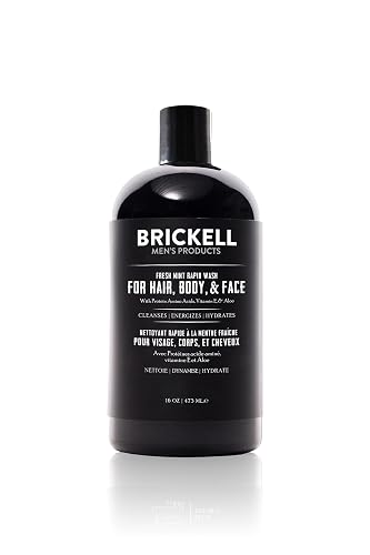 Brickell Men's Rapid Wash, 3 in 1 Body Wash Gel for Men, With Aloe, Vitamin E, and Jojoba Oil, 16 Ounce, Fresh Mint Scent Beauty & Personal Care Brickell Men's Products