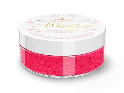MARBLERS Fine Synthetic Mica Powder [Hot Pink] 0.11oz (3g) | Highly Pigmented | Non-Toxic, Vegan, Cruelty-Free | Lip Gloss, Lipstick, Bath Bomb, Nail Beauty & Personal Care MARBLERS