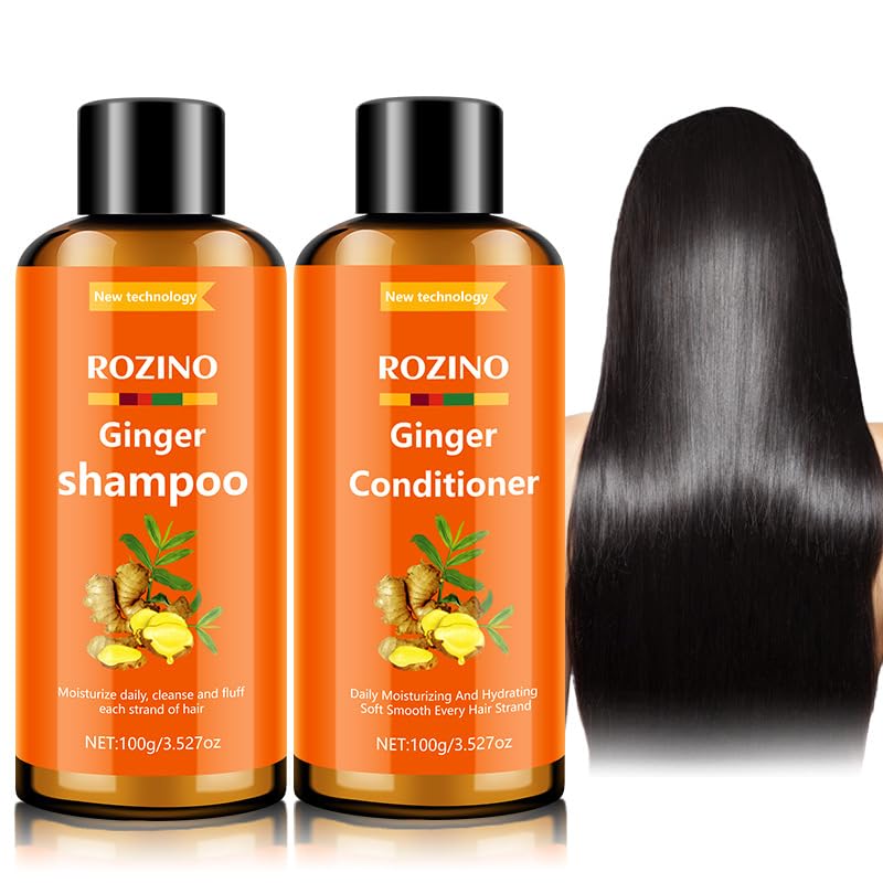 Ginger Shampoo and Conditioner Set, Anti Frizz Shampoo & Keratin Moisturizing Conditioner for Dry, Frizzy Damaged, Hair Care Essence for Hair Growth Beauty & Personal Care Lunkun