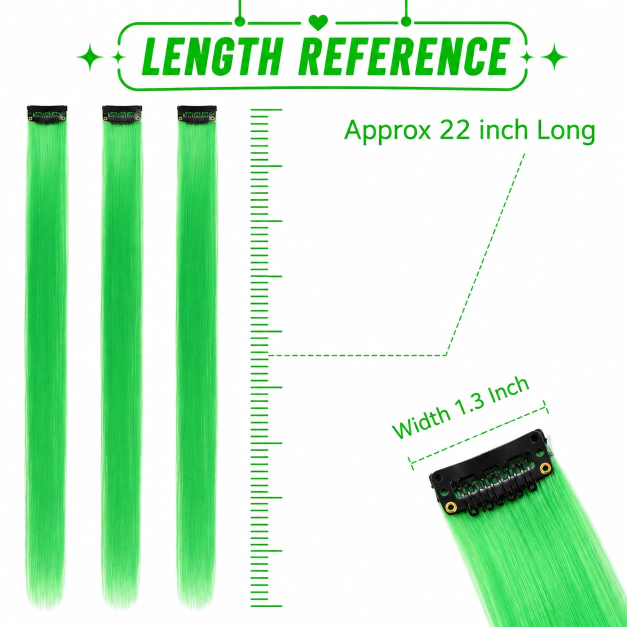 RINBOOOL Green Hair Extensions Clip in 10 Pieces Synthetic Beauty and Personal Care RINBOOOL