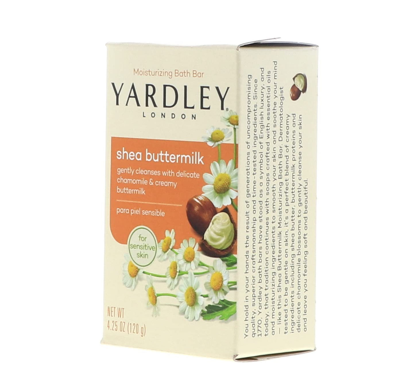 Yardley London Sensitive Skin Shea Buttermilk Bar Soap, 4.0 oz (Pack of 6) Beauty & Personal Care Yardley