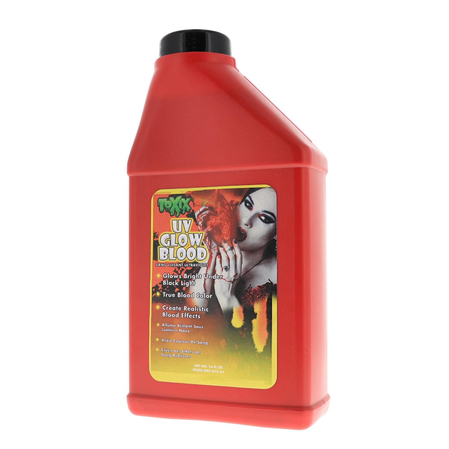 TOXIX UV Fake Blood - 16 fl oz GLOWS Under Blacklight Red Fake Blood for Halloween, SFX Makeup, Cosplay, Safe, Washable, SHAKE WELL BEFORE EACH USE! Beauty & Personal Care TOXIX