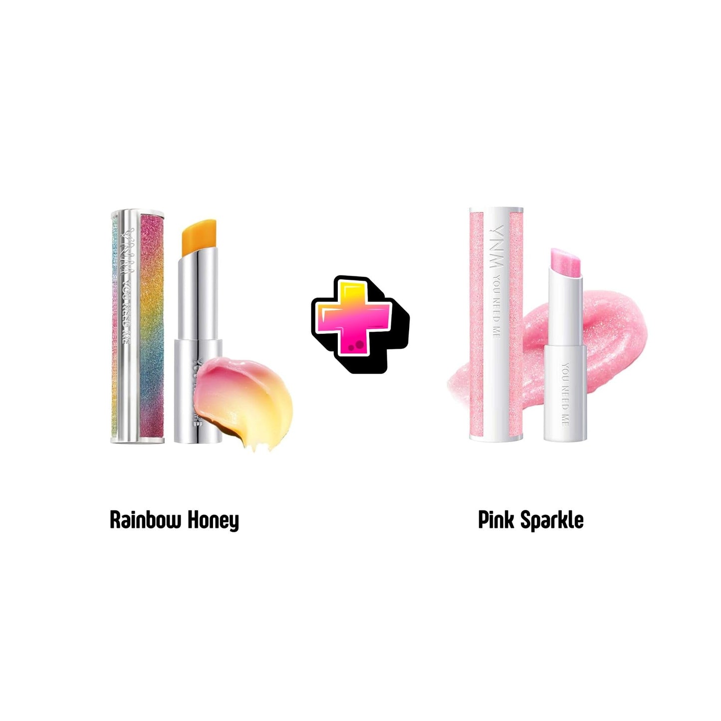 YNM Lip Duo Edition & Lip Duo Collection Set - Color Changing Rainbow Lip Balm + Ultimate Pink/Rosy Lip Balm - Korean Lip Care Gift Set (Made in Beauty and Personal Care YOU NEED ME