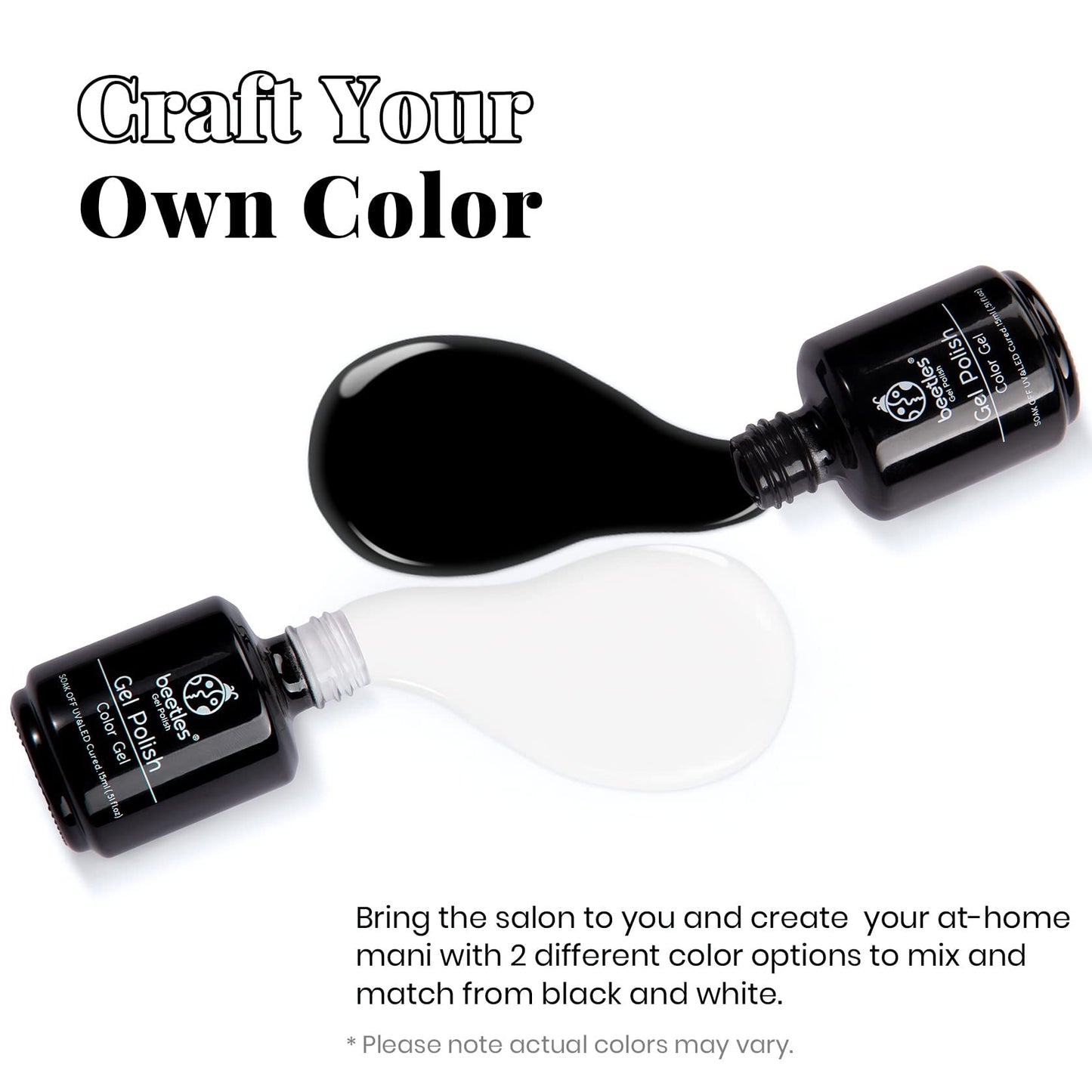 Beetles White Gel Nail Polish Black Gel Polish Kit 2 Pcs 15ml Black And White Polish French Nails Soak Off Led Nails Art Manicure Salon Diy at Home Beauty & Personal Care beetles Gel Polish