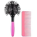 3D Bomb Curl Hair Brush 360° Round Styling Hair Brush Detangling Hairbrush Spherical Ball Brush Salon Round Hair Curling Curler and Wide Tooth Comb Beauty & Personal Care WEXNECOWKZ