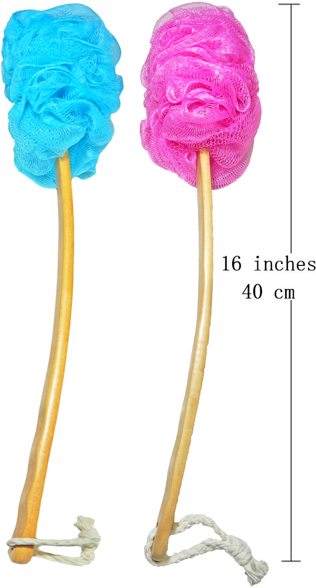 Shower Loofah Body & Back Scrubber - Exfoliating Loofah Bath Brush On a Stick - with Long Wooden Handle Back Brush for Men & Women - Easy Reach Body Beauty & Personal Care JINS-Hung