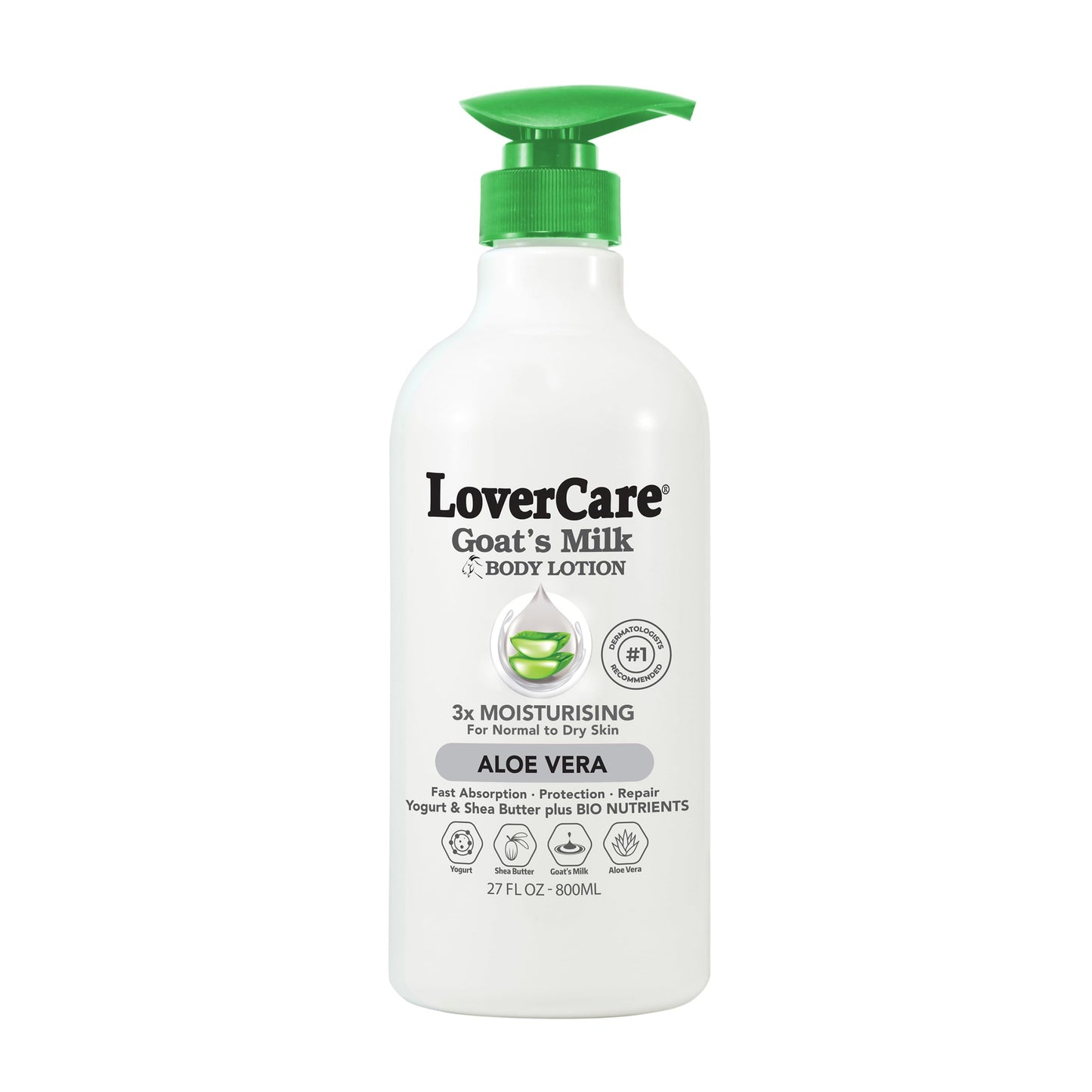 Lovercare Goat Milk Body Lotion for Dry Skin Aloe Vera 27.05 oz (800ml) - Single… Beauty & Personal Care Lover's Care