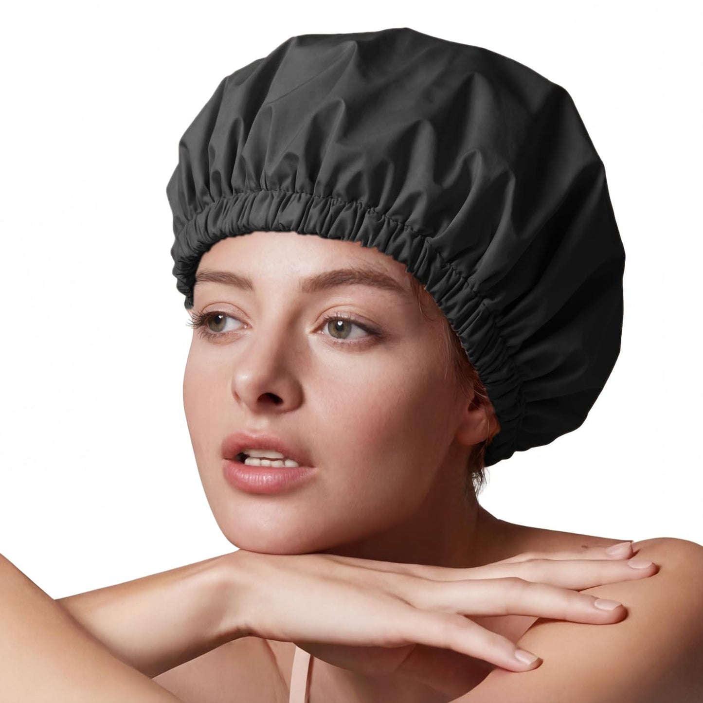 Amamba Shower Caps, Silk Lined Shower Cap for Women,Reusable,Adjustable Size, Washable & Waterproof,Large Satin Shower Cap-Black Beauty & Personal Care Amamba
