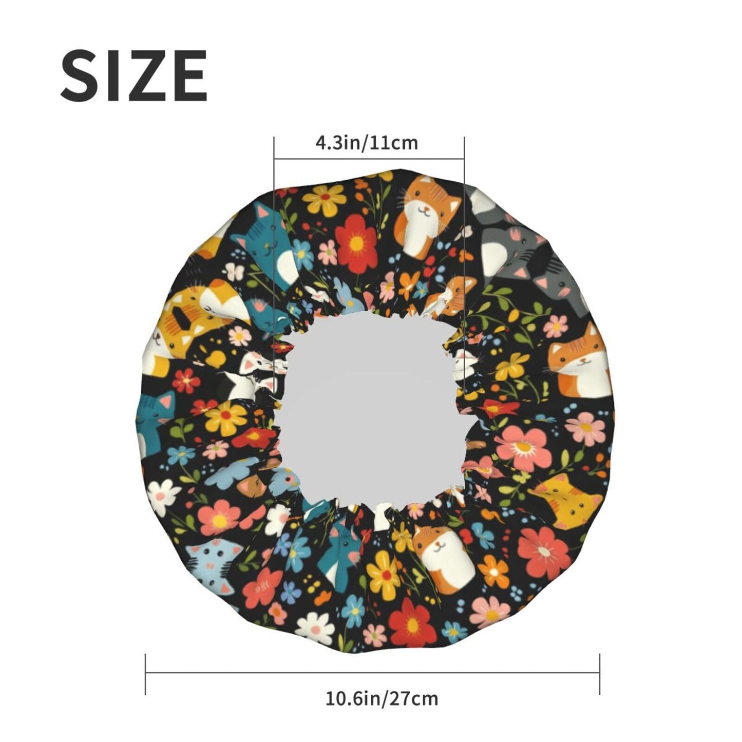 Bedbliss Cute Cats Print Shower Cap, Waterproof Reusable Bath Caps For Women Hair, Double Layers Elastic Shower Hat Hair Protection Beauty and Personal Care Bedbliss