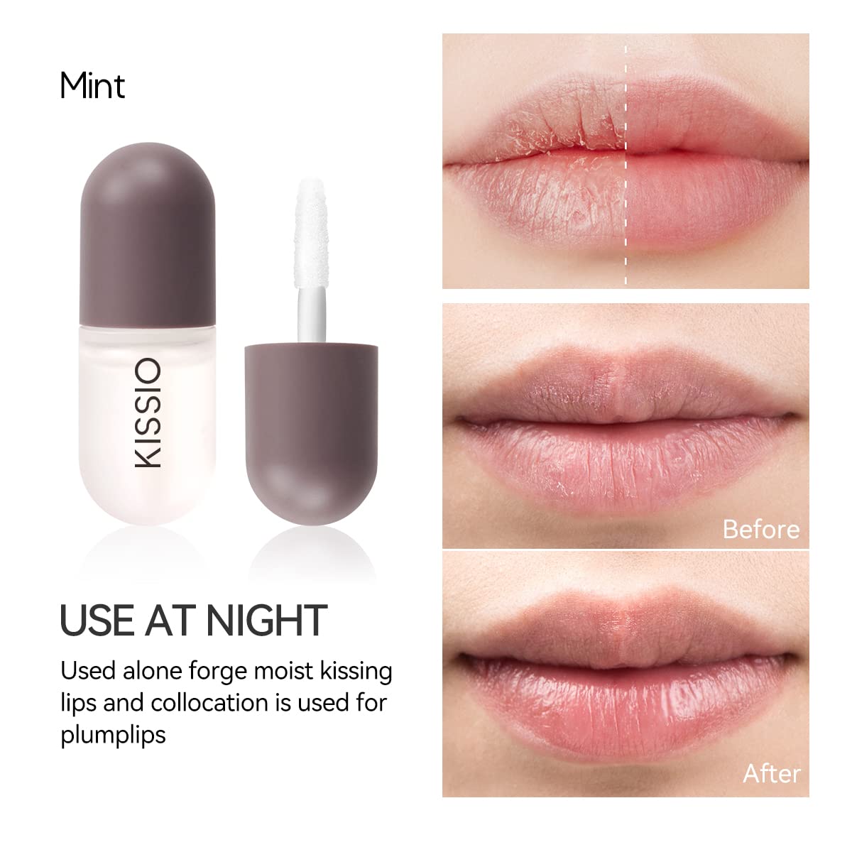 KISSIO Natural Lip Plumper Set, Lip Care, Lip Moisturizing Gloss, Day & Night Use Set (2PCS) Beauty and Personal Care KISSIO