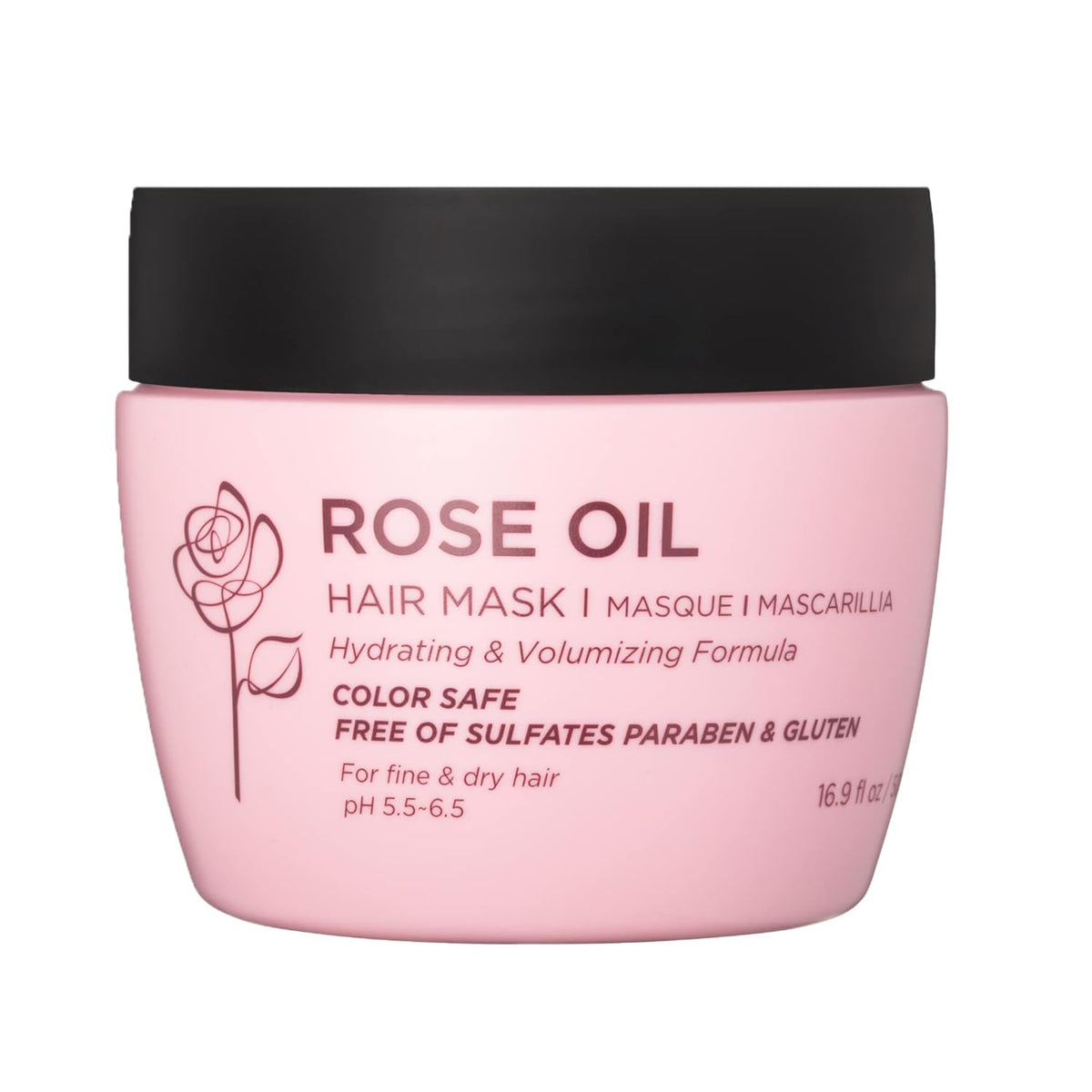 Luseta Rose Oil Hydrating Hair Mask for Fine & Dry Hair 16.9 Oz