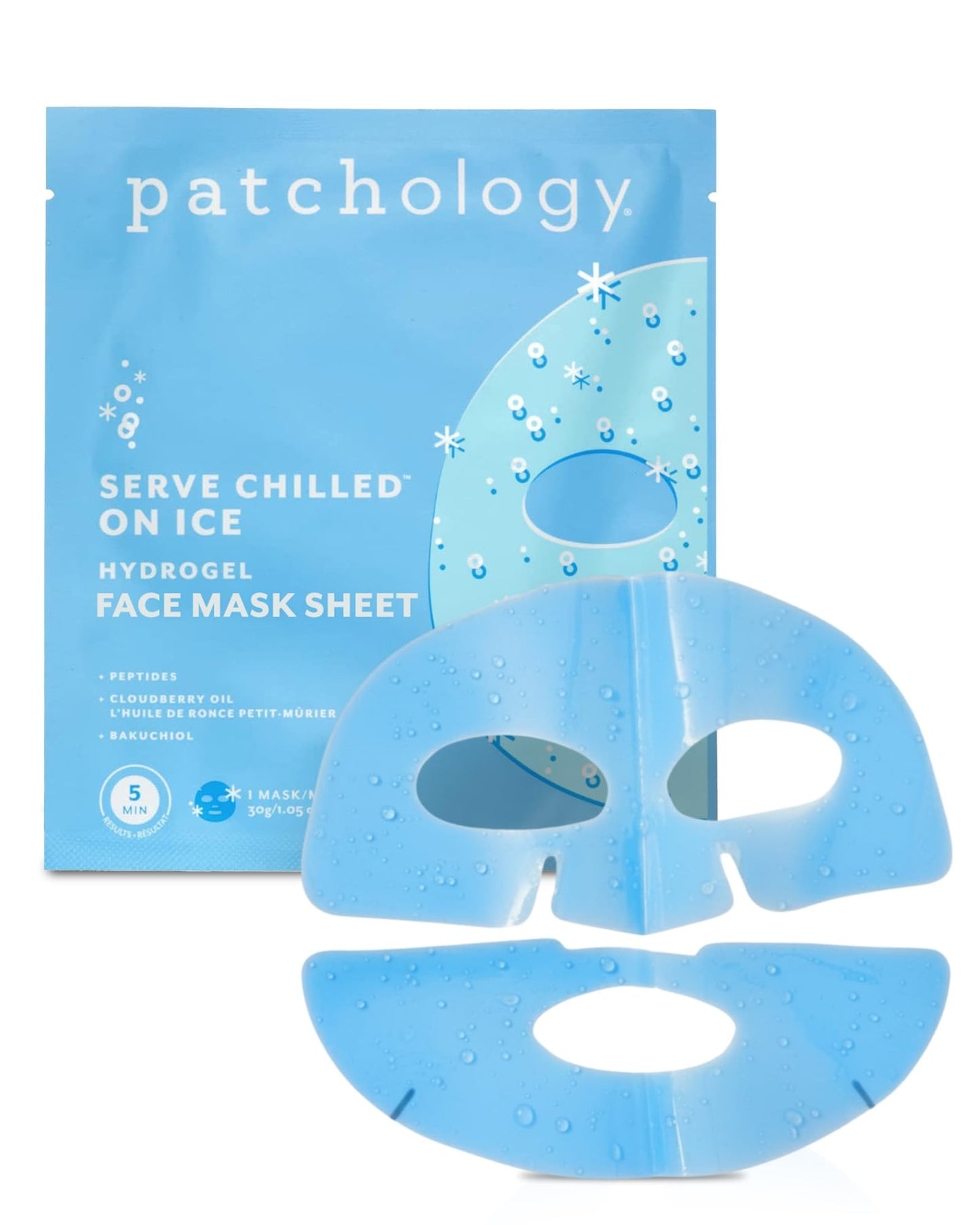 Patchology Iced Cooling and Firming Hydrogel Masks with Peptides, Cloudberry Oil and Bakuchiol. Facial Sheet Mask designed to firm skin and soothe Beauty & Personal Care Patchology