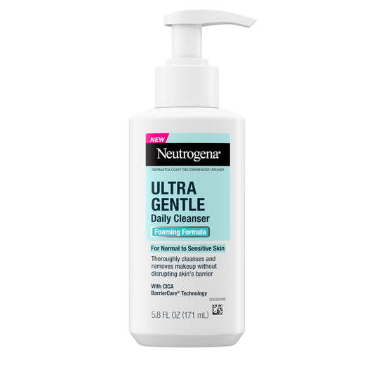 Neutrogena Ultra Gentle Foaming Facial Cleanser, Foaming Face Wash for Sensitive Skin, Gently Cleanses Away Dirt, Oil & Makeup Without Over Drying Beauty & Personal Care Neutrogena