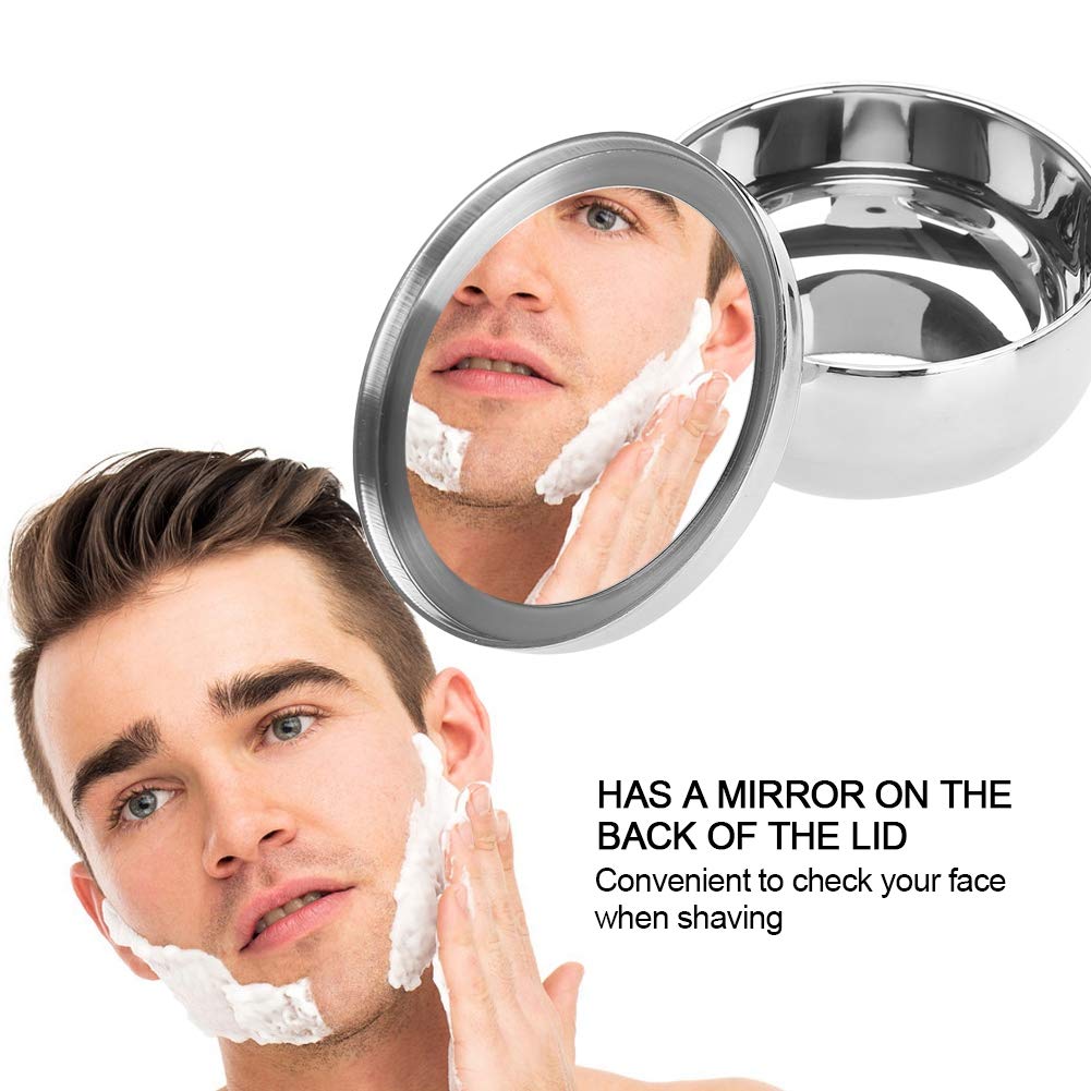 AYNEFY Shaving Soap Bowl for Men - Stainless Steel Portable Beard Shaving Mug with Mirror, Travel & Home Use, Compatible with Shaving Soaps Beauty and Personal Care AYNEFY
